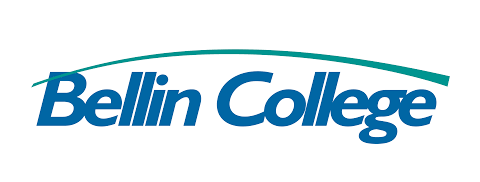 The Bellin College logo featuring blue text with a green curved line above.